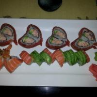 8 Pieces Honey Roll · Shrimp tempura with salmon and avocado.