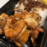 Garlic Shrimp and Rice Lunch Special · Lemon.