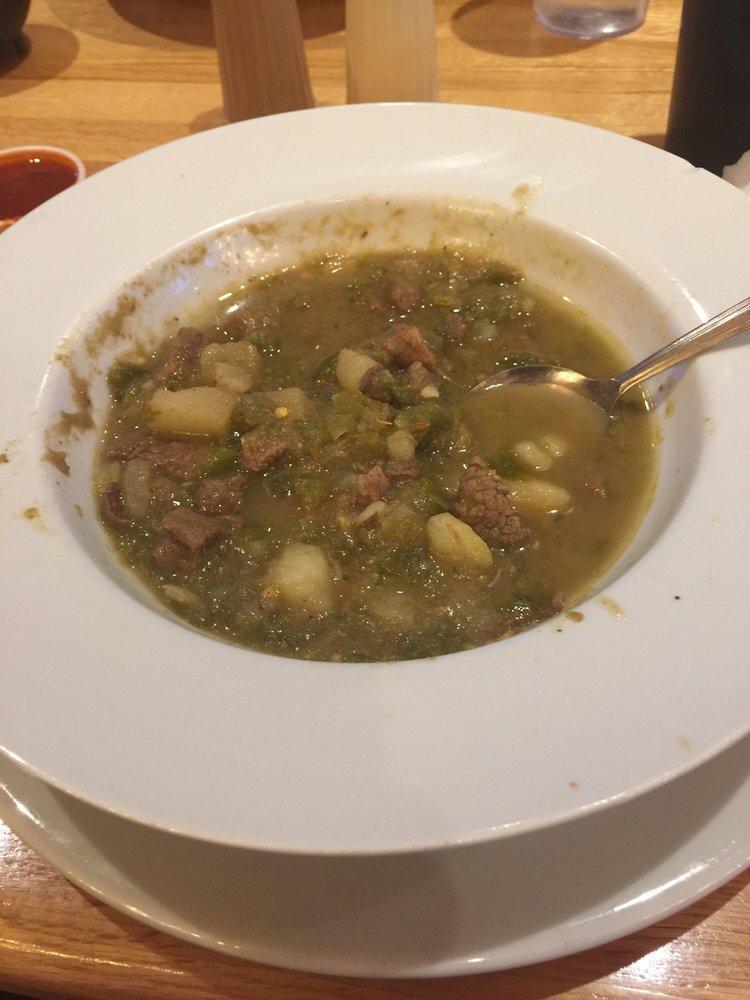 Frank Jr.'s Bowl of Green Chile Stew · A hearty New Mexico Hatch green chile stew cooked with steak, potatoes, served with 1 sopapilla.