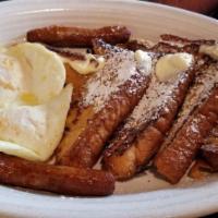 French Toast Combo Breakfast · 3 eggs, served with choice of meat and 4 slices of French toast.