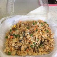 Unagi Fried Rice · Unagi, tobiko, egg, onion with vegetables.