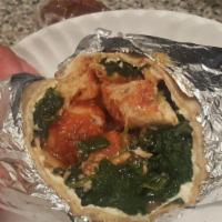 Chicken Spinach Wrap · Whole wheat wrap with home-made low sodium tomato sauce,
low fat Mozzarella, steamed spinach...