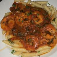 Shrimp Fra Diavlo · Large shrimp in a spicy marinara sauce.