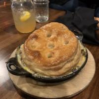 10,000 Lakes Chicken Pot Pie · Roasted chicken, mushrooms, potato, mirepoix veggies, wild rice, corn and cheddar topped wit...
