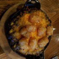 Tater Tot Hot Dish · Ground beef, corn, house-made cream of mushroom and tater tots with melted cheddar.