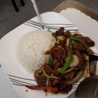 Mongolian Beef Over Rice · 