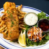 Fish and Chips · Sustainably Sourced Icelandic Cod, Coleslaw, Tartar