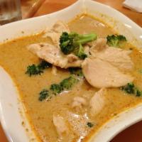 Panang Curry · Your choice of meat, bell peppers in a blend of creamy Panang curry sauce and coconut milk. ...