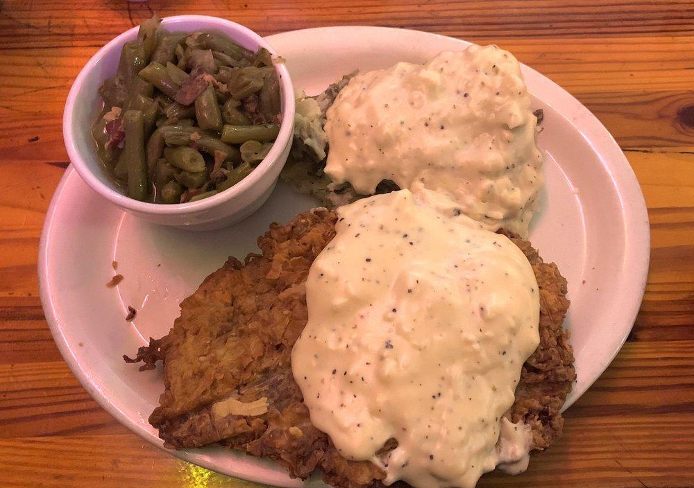 Chicken Fried Steak · 8 oz. of tender steak in our signature batter and fried to juicy golden perfection, smothered with homemade cream gravy.