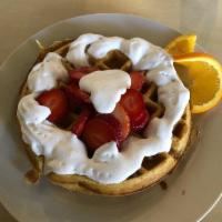 Strawberry Waffle · Fresh strawberries and whipped cream.