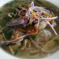Bun Mang Vit · Bun (soft vermicelli noodle soup), vit (duck), mana (bamboo shoot), nago (cilantro), hanh ta...