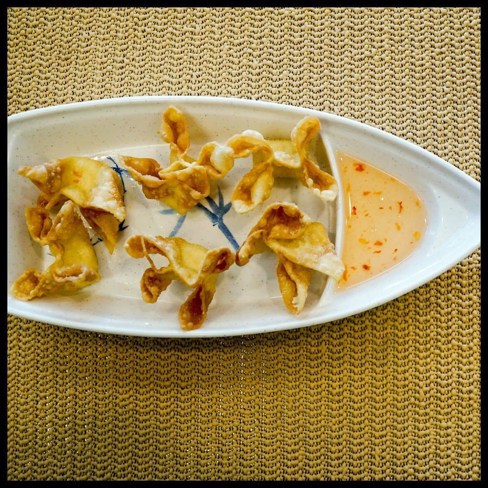 Crab Rangoon · 6 pieces. Cream cheese mixed with imitation crab meat wrapped in wonton skin. Fried crispy. Served w/ Sweet & Sour Sauce