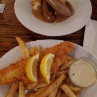 Fish and Chips · crisp haddock, lightly beer battered & served with our signature tartar sauce & house made s...