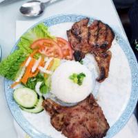 Two Grilled Pork Chops Plate · 