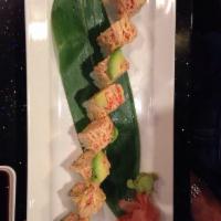 Spicy Kani Roll · Spicy crab and crunch inside, topped with spicy crab and avocado.