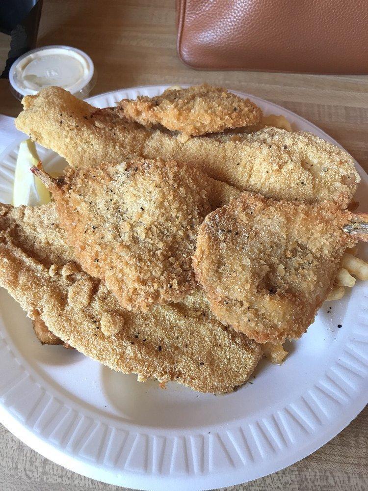 2 Catfish Fillets with 3 Shrimp Platter · Served with crinkle cut fries, hushpuppies, and sauces.
