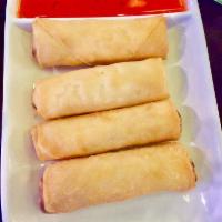 Spring Rolls · Our veggie rolls deep fried and served with sweet and sour sauce.