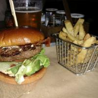 Cobb Burger · American Kobe beef, bacon, blue cheese crumbles, lettuce, tomato, onion, avocado, burger sau...