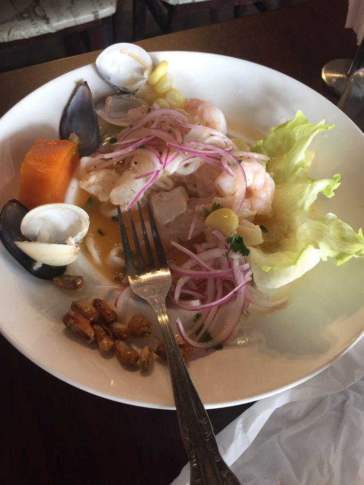 Ceviche Mixto · Fish, calamari and shrimp fresh mixed, seafood (clams, mussels, squid and shrimp) marinated in tiger milk and lime juice.