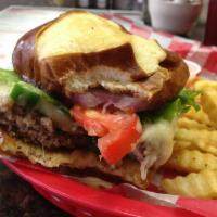 The Diablo Burger · Fresh char-broiled burger, grilled jalapenos, pepper jack cheese, leaf lettuce, tomato and r...