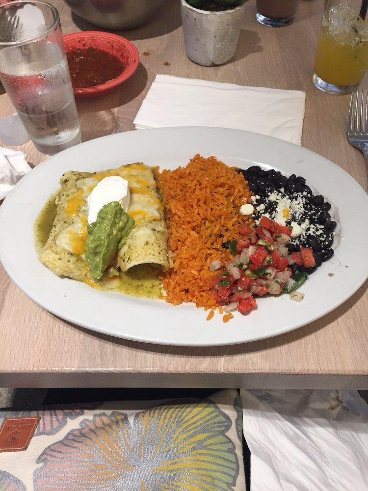 Enchiladas · Chicken, veggie, chorizo or wagyu skirt steak for an additional charge, with corn tortillas, Jack cheese, guacamole, sour cream. Rojas ancho and pasilla chiles, roasted tomato or
Verde roasted tomatillo, jalapeno.