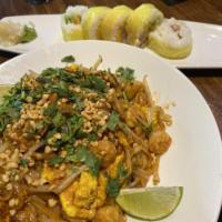 Pad Thai Noodles · Chicken, rice noodles, egg, bean sprouts, peanuts, cilantro, pad Thai sauce.