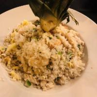 Pineapple Fried Rice · Thai style. Shrimp, chicken and no soy sauce. (Gluten free)