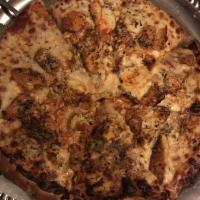 Buffalo Chicken Pizza · Spicy breaded chicken, blue cheese crumbles,