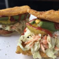 Patacon · A delicious sandwich made with 2 thin crispy slices of fried free plantain instead of bread ...