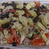 Antipasto Salad · Lettuce, tomato, cucumber, onion, salami, mortadella, cheese, pasta, mushrooms, artichoke, p...
