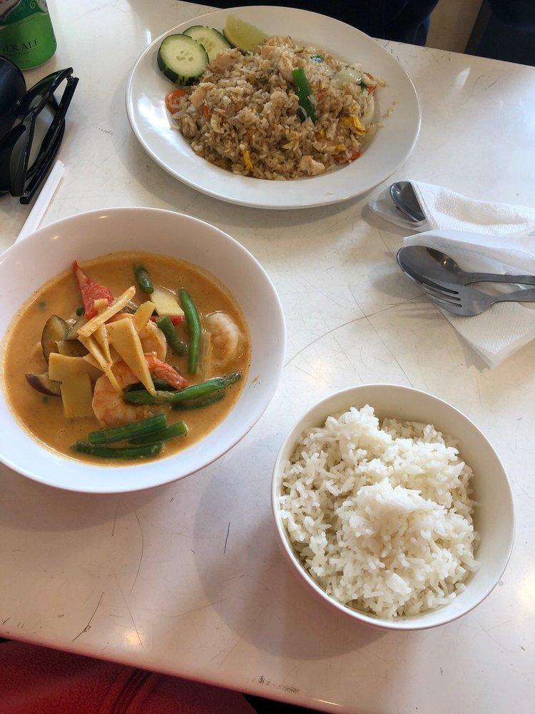 Red Curry · Bamboo shoot, eggplant, bell pepper and basil in coconut red curry sauce.