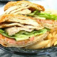 Char Chicken Sandwich · Served on garlic French bread with lettuce, tomato and mayo. Served with fries. Served on fr...