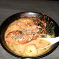 Seafood Ramen · Pork tonkotsu broth, shrimp with head, scallops, fish cakes, scallions, mushrooms, seaweed, ...