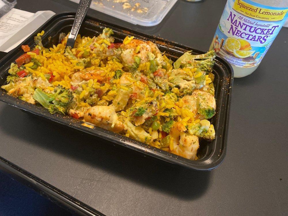 Grilled Shrimp Platter · Our shrimp platter features grilled jumbo shrimp, fresh cut broccoli, red peppers, green peppers.