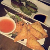 Crab Rangoon · Crab: Fried wonton wrapper filled with crab and cream cheese.