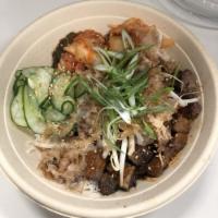 Seoul · Grilled steak, kimchi, scallions, bonito flakes, sesame seeds, bean sprouts, cucumber salad ...