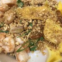 Bangkok · Seared shrimp, poached egg, mangoes, shallots, garlic, peanuts, scallions, cilantro, shrimp ...