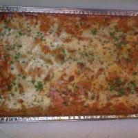 Baked Ziti · Ziti in Napoli sauce mixed with Alfredo sauce and topped with mozzarella and oven baked.