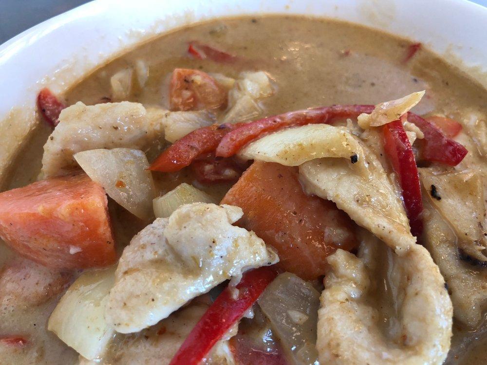 Yellow Curry · Red potato, carrot, red bell pepper and sweet onion. Gluten free.