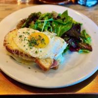 Croque Madame · With egg. Served with salad.