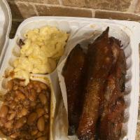 BBQ Rib Plate · Served with 2 sides.