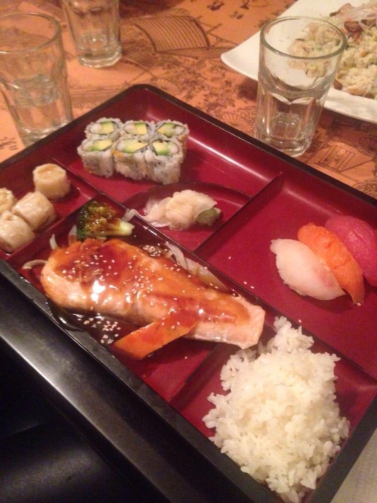 Salmon Teriyaki · Gently boiled marinated in a delicate homemade teriyaki sauce. Served with miso soup or garden salad and rice. 