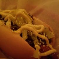 Seattle Sound · 100% all beef hot dog, RC Cola caramelized onions, cream cheese smear, banana peppers, every...