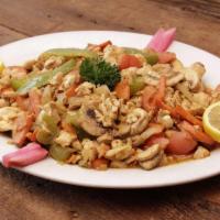 Ghallaba · Assorted vegetables sauteed with garlic, Mediterranean seasonings and your choice of meat. S...