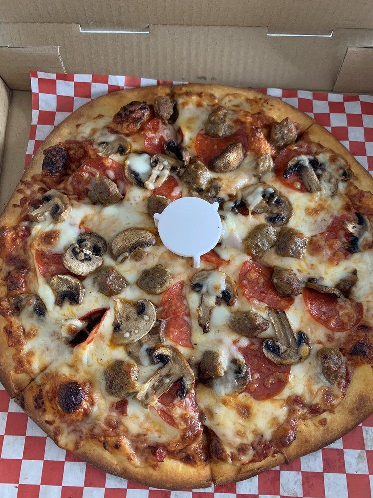 Bronx Pizza · Homemade red sauce, mixed blend cheese, pepperoni, sausage, and mushroom.