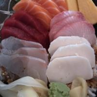 Chirashi · 16 pieces assorted sashimi over rice.