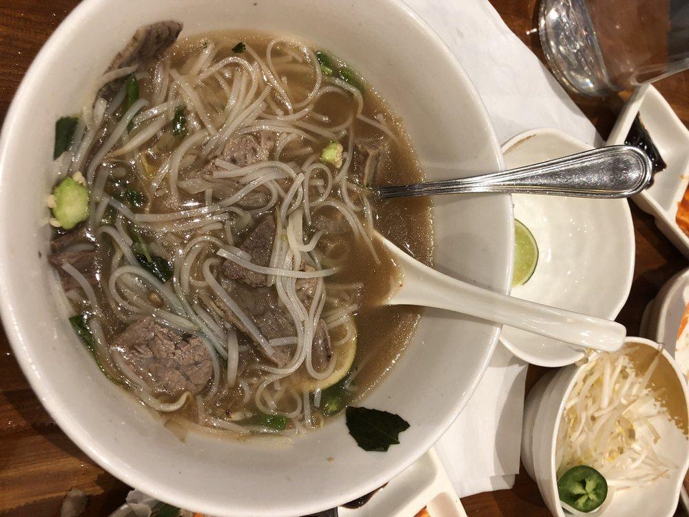 Pho Combo · Rare beef brisket and meatball.