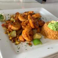 Chipotle Shrimp · Sauteed in chipotle adobo, vegetables medley and chipotle mashed potatoes.