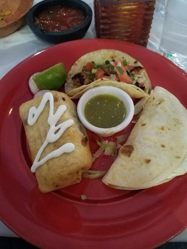 Chimichanga, Taco and Quesadilla Combo Platter · 