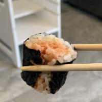Spicy Tuna Roll · Nori, sushi rice, spicy tuna, cucumber, sesame seed. Add ons for an additional charge.